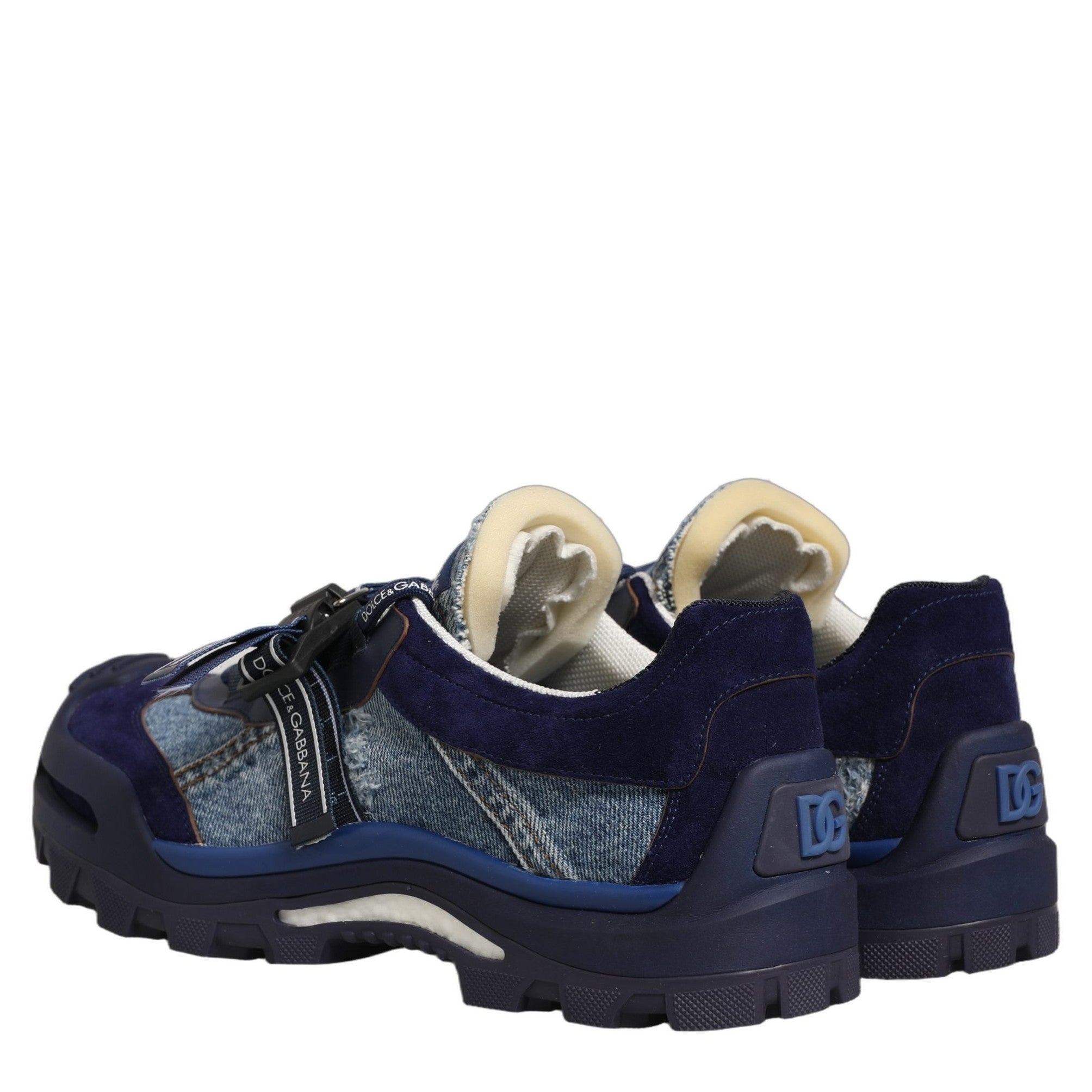Dolce & Gabbana Blue Airmaster Panelled Low Top Denim Sneakers Shoes Dolce & Gabbana