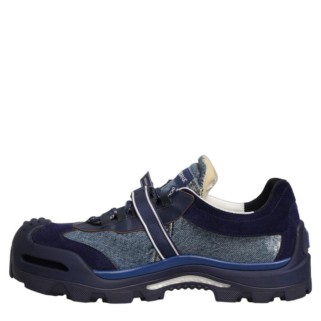 Dolce & Gabbana Blue Airmaster Panelled Low Top Denim Sneakers Shoes Dolce & Gabbana
