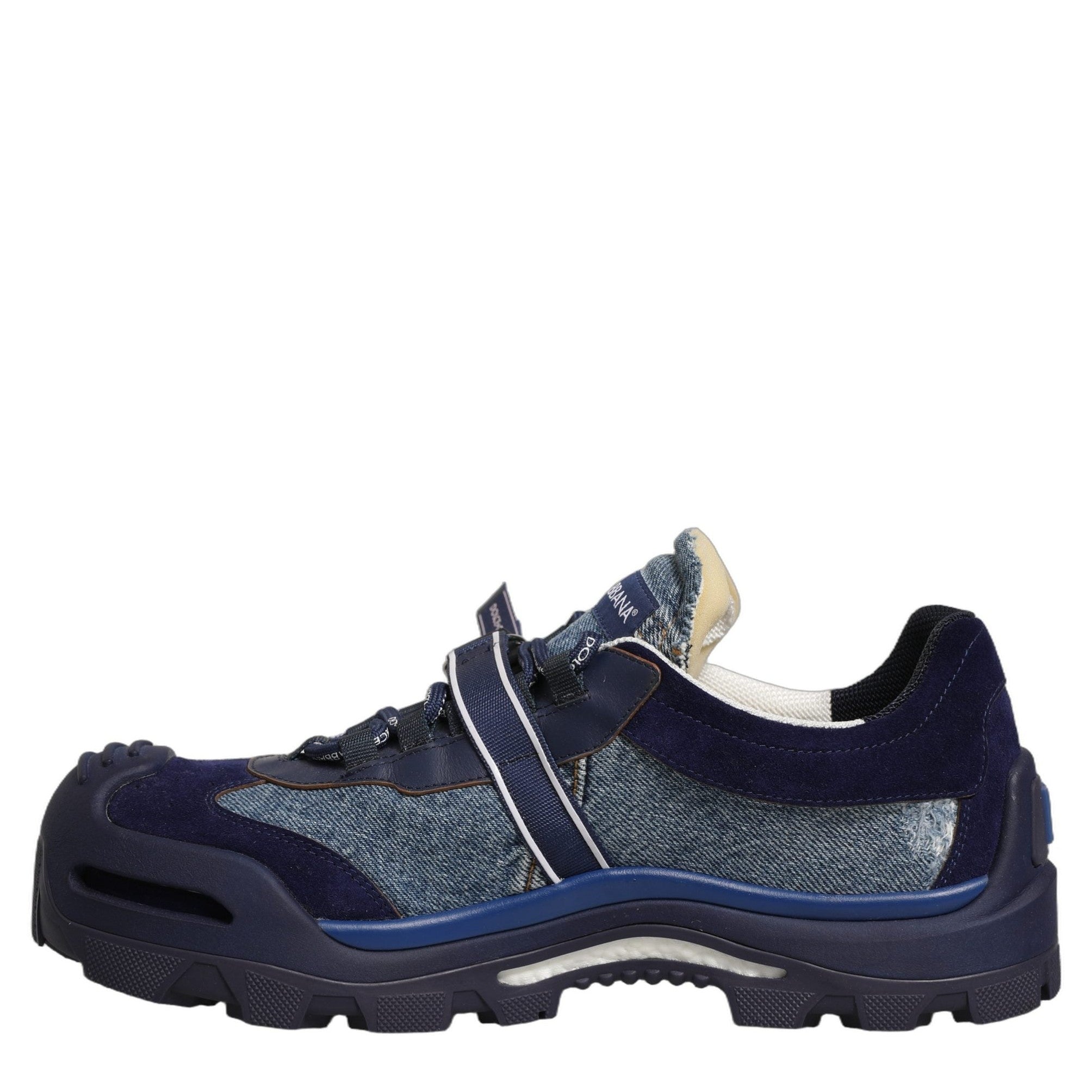 Dolce & Gabbana Blue Airmaster Panelled Low Top Denim Sneakers Shoes Dolce & Gabbana