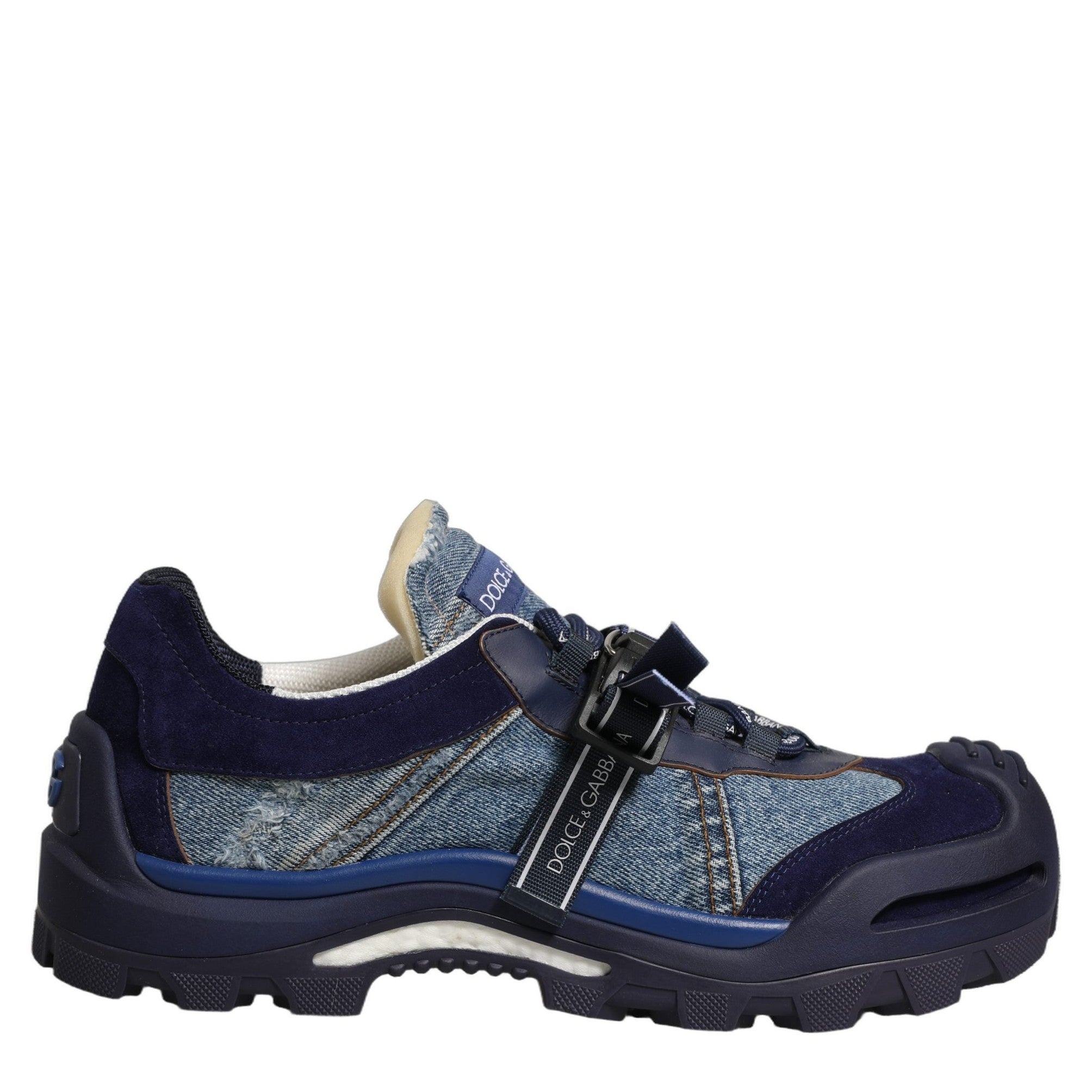 Dolce & Gabbana Blue Airmaster Panelled Low Top Denim Sneakers Shoes Dolce & Gabbana
