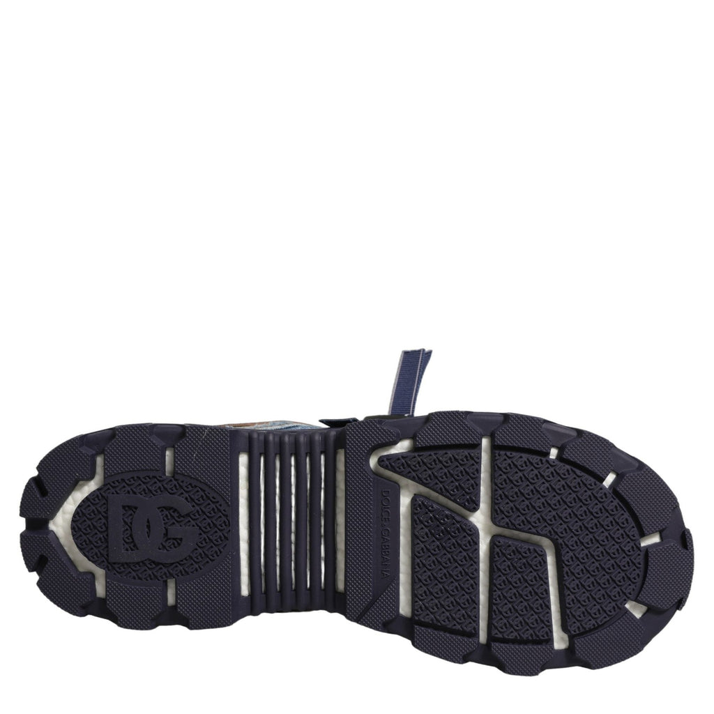 Dolce & Gabbana Blue Airmaster Panelled Low Top Denim Sneakers Shoes Dolce & Gabbana