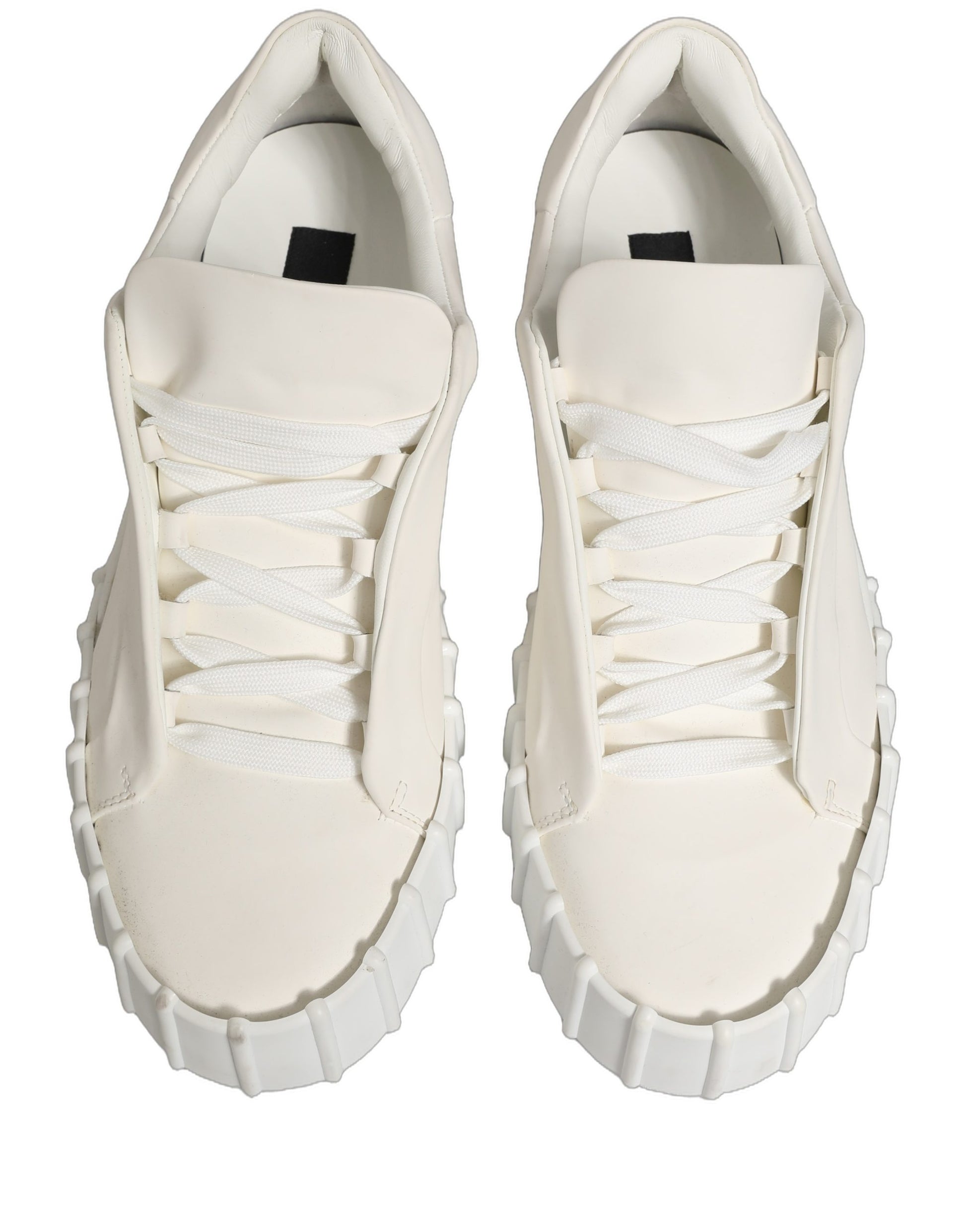 Dolce & Gabbana White Leather Low Top Lace Up Sneakers Shoes Dolce & Gabbana