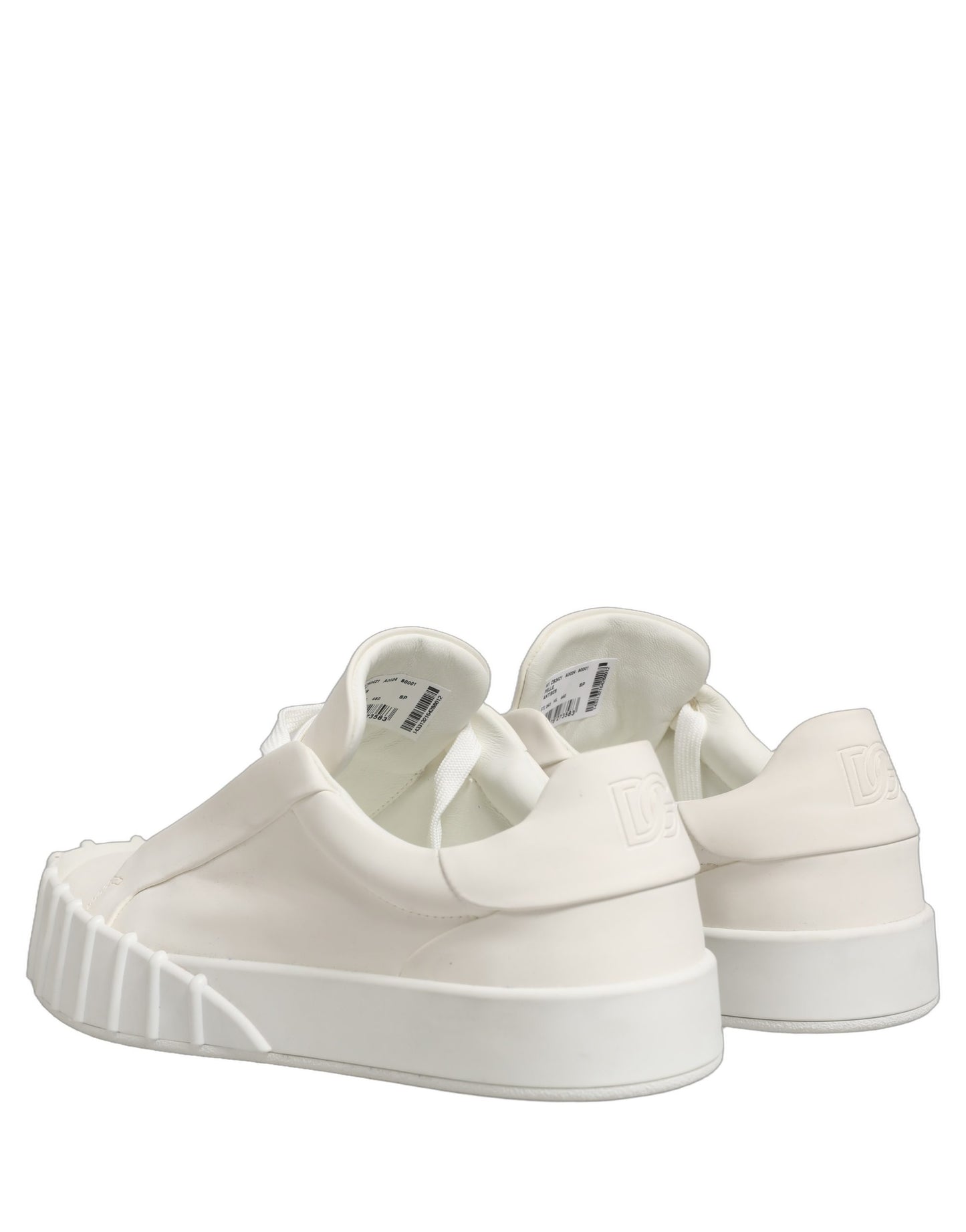 Dolce & Gabbana White Leather Low Top Lace Up Sneakers Shoes Dolce & Gabbana