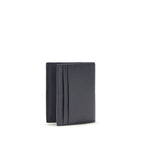 Ferragamo blue calf leather Bos Taurus wallet with multiple card slots and sleek design.