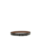 Ferragamo blue calf leather Bos Taurus regular belt with silver buckle, stylish men’s accessory on a white background.
