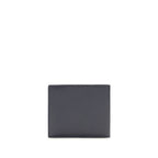 Ferragamo blue calf leather Bos Taurus wallet with gold-tone hardware and multiple card slots.