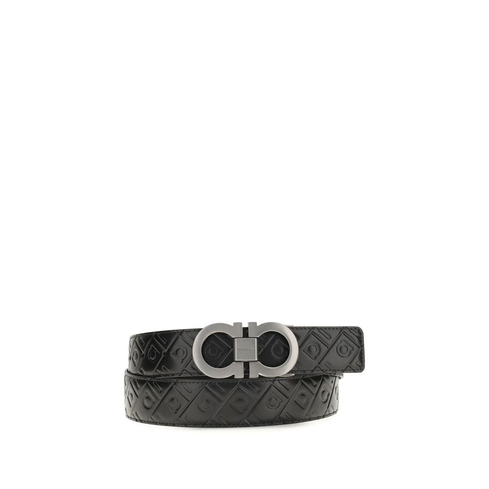Ferragamo Black Calf Leather Bos Taurus Regular Belt Ferragamo