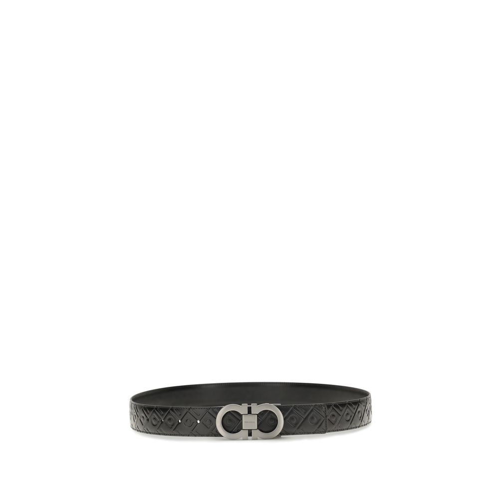 Ferragamo Black Calf Leather Bos Taurus Regular Belt Ferragamo