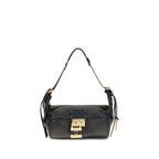 Black calf leather Chloé Bos Taurus shoulder bag with silver hardware and structured design.