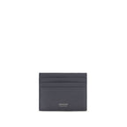 Ferragamo blue calf leather Bos Taurus wallet with multiple card slots and sleek design.