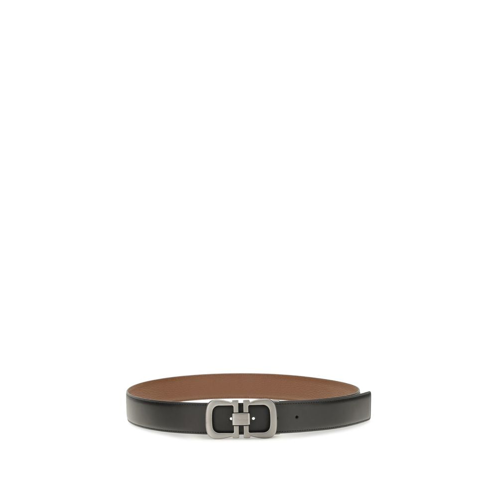 Ferragamo Black Calf Leather Bos Taurus Regular Belt Ferragamo