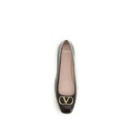 Valentino Garavani Brown Calf Leather Bos Taurus Ballet Flats Valentino Garavani