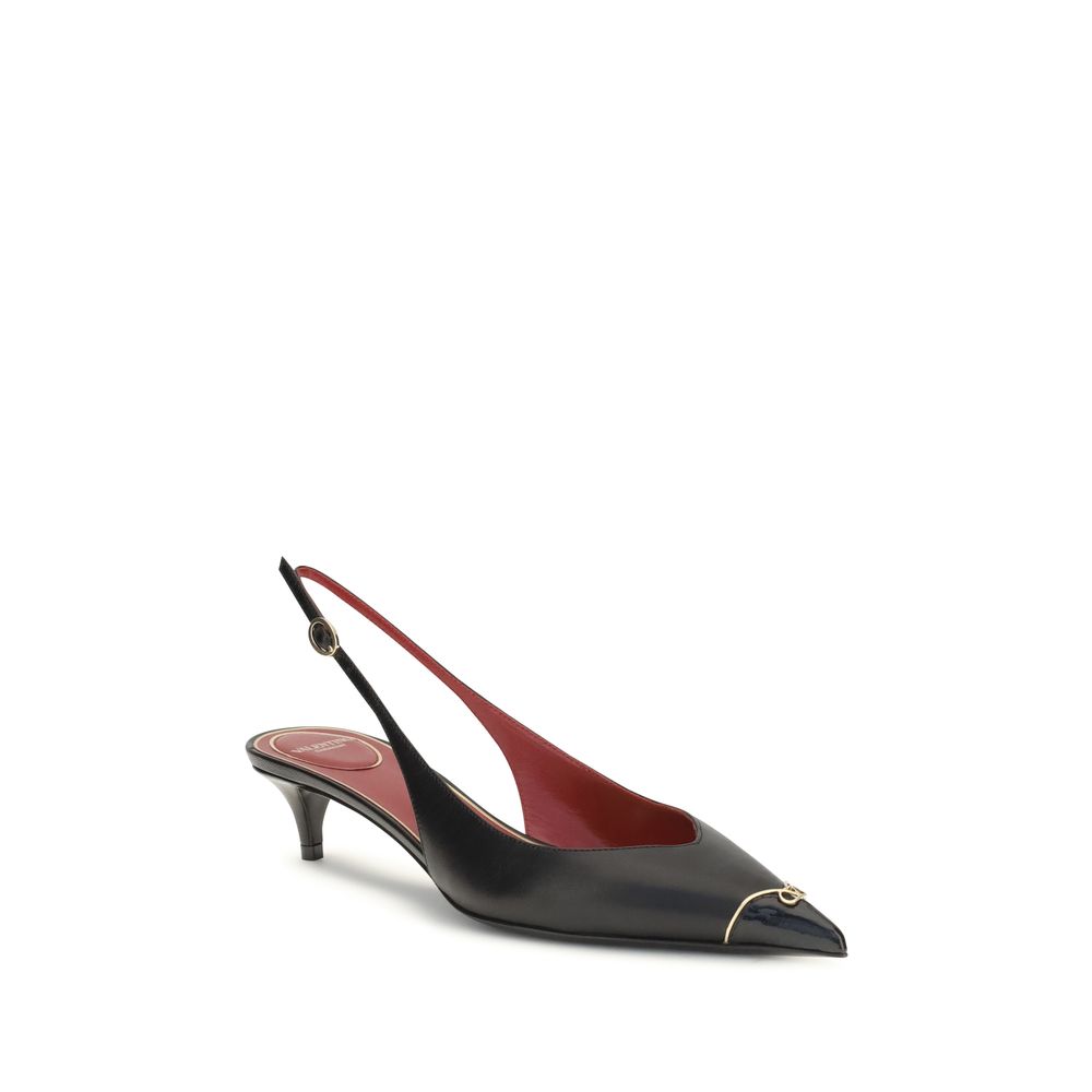 Valentino Garavani Black Calf Leather Bos Taurus High Heel Pumps Valentino Garavani