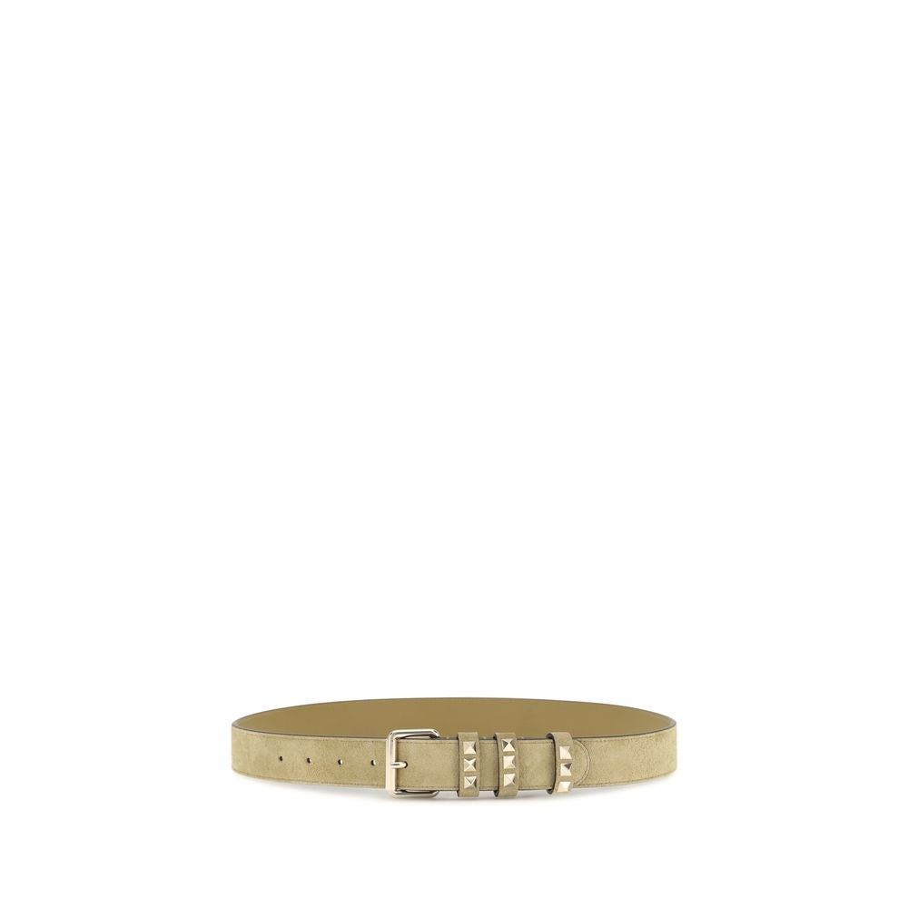 Valentino Garavani Beige Suede Leather Regular Belt Valentino Garavani