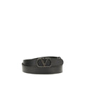Valentino Garavani Black Calf Leather Bos Taurus Regular Belt Valentino Garavani
