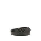 Valentino Garavani Black Calf Leather Bos Taurus Regular Belt Valentino Garavani