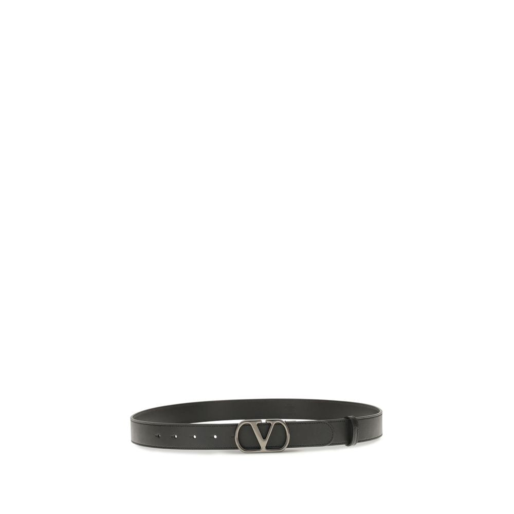 Valentino Garavani Black Calf Leather Bos Taurus Regular Belt Valentino Garavani