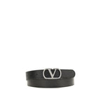 Valentino Garavani Black Calf Leather Bos Taurus Regular Belt Valentino Garavani