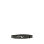 Valentino Garavani Black Calf Leather Bos Taurus Regular Belt Valentino Garavani