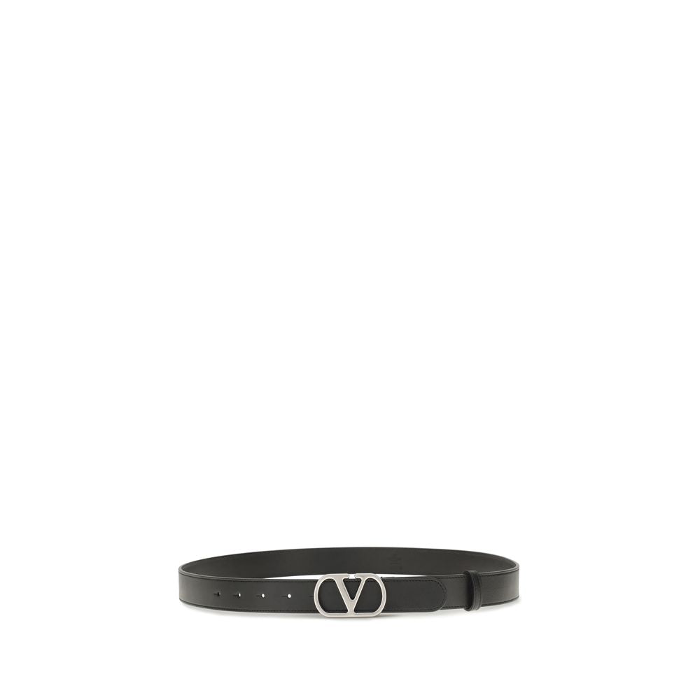 Valentino Garavani Black Calf Leather Bos Taurus Regular Belt Valentino Garavani