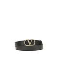 Valentino Garavani Black Calf Leather Bos Taurus Regular Belt Valentino Garavani