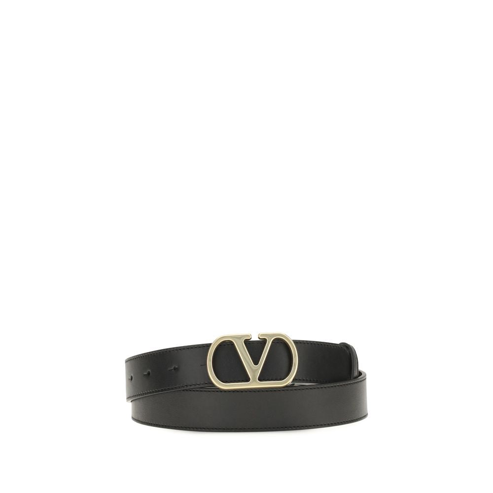 Valentino Garavani Black Calf Leather Bos Taurus Regular Belt Valentino Garavani