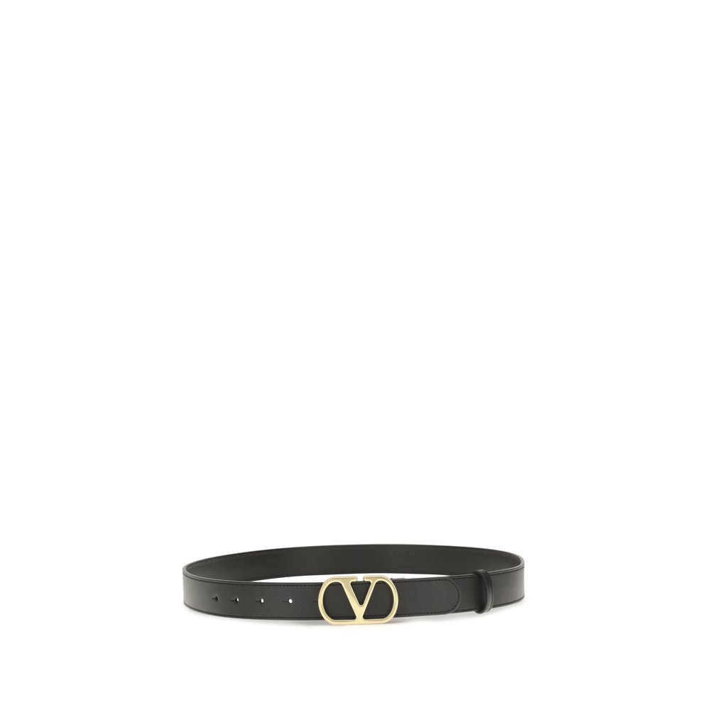Valentino Garavani Black Calf Leather Bos Taurus Regular Belt Valentino Garavani