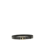 Valentino Garavani Black Calf Leather Bos Taurus Regular Belt Valentino Garavani