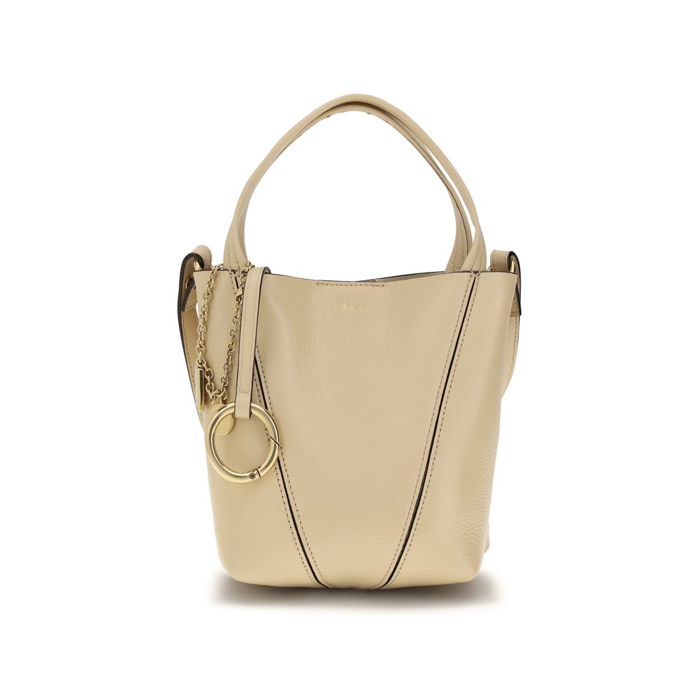 Chloé beige calf leather Bos Taurus shoulder bag with sleek design and gold-tone hardware for elegant everyday style.