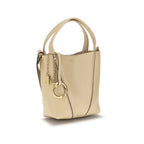 Chloé beige calf leather Bos Taurus shoulder bag with gold hardware and adjustable strap, stylish and elegant accessory.