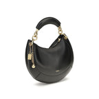Chloé black calf leather Bos Taurus shoulder bag with silver hardware and adjustable strap, stylish and elegant accessory.