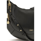Chloé Black Calf Leather Bos Taurus Shoulder Bag showing sleek design and gold-tone hardware on a neutral background.