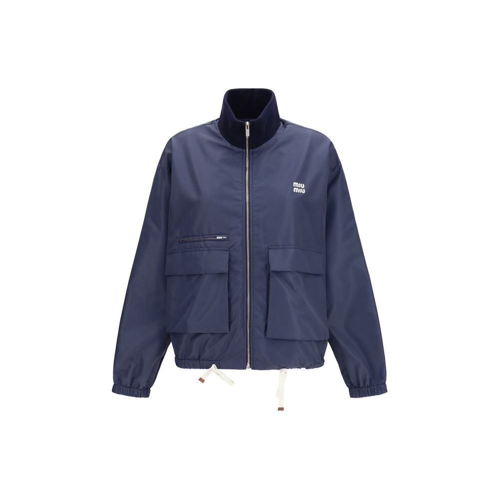 Miu Miu Blue Polyester Full-Length Jacket Miu Miu