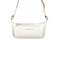 Mario Valentino Bianco women's polyurethane bag with sleek design and silver hardware, featuring top handles and a spacious interior.