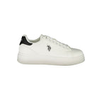 U.S. POLO ASSN. Bianco polyester men's sneaker with white upper and rubber sole, stylish athletic footwear.