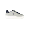 Gray polyester men's sneaker by U.S. POLO ASSN., featuring a casual design with white sole and subtle branding details.