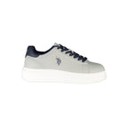 Gray polyester men's sneaker by U.S. POLO ASSN., featuring a casual design with white sole and subtle branding details.