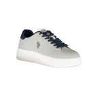 Gray polyester men's sneaker by U.S. POLO ASSN. with white sole and subtle branding, designed for casual wear.