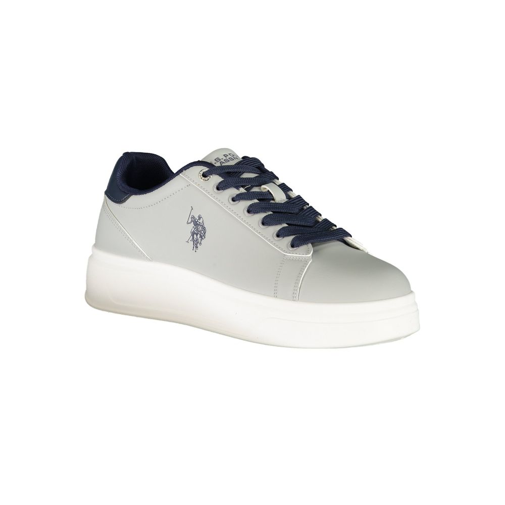 Gray polyester men's sneaker by U.S. POLO ASSN. with white sole and subtle branding, designed for casual wear.