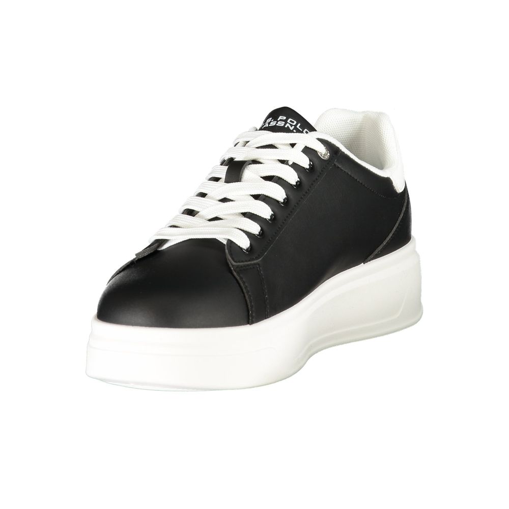 Black U.S. POLO ASSN. men's sneaker with polyurethane upper and rubber sole, stylish casual footwear for everyday wear.