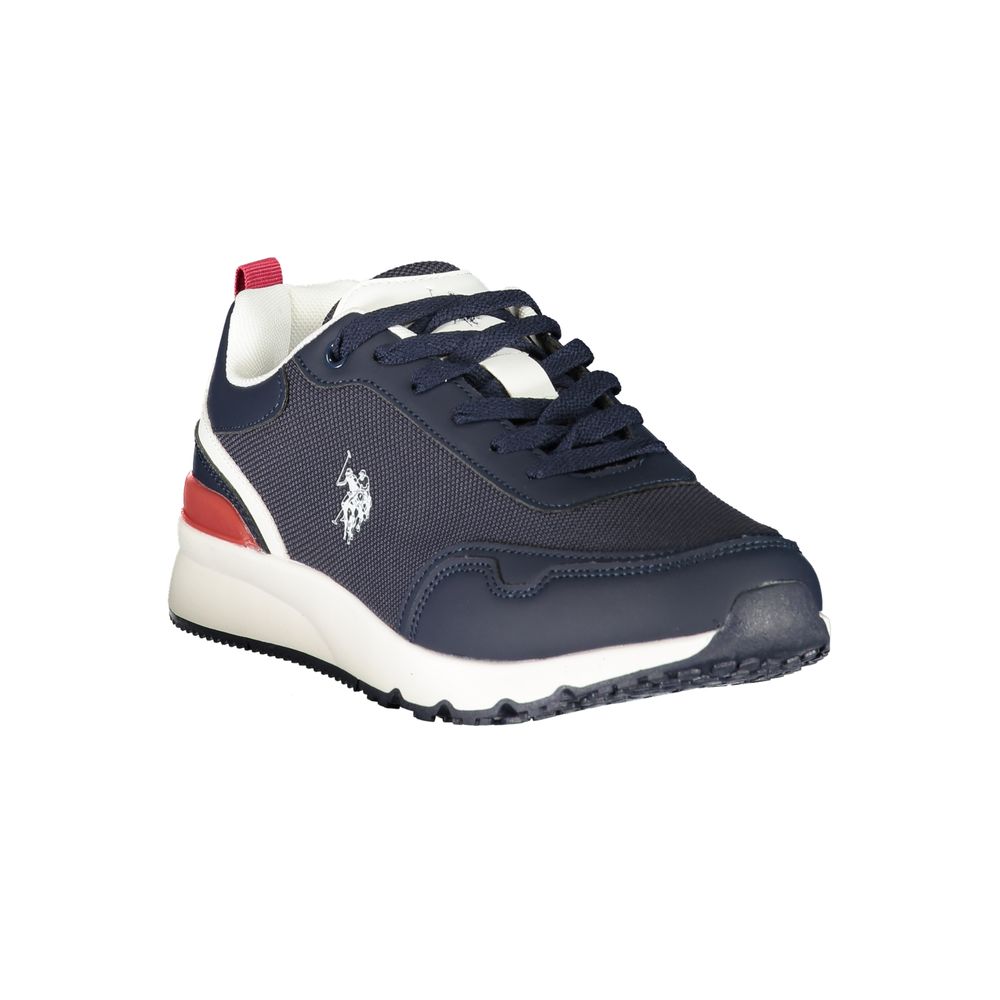 U.S. POLO ASSN. men's blue fabric sneaker with white sole and laces, casual athletic footwear for everyday wear