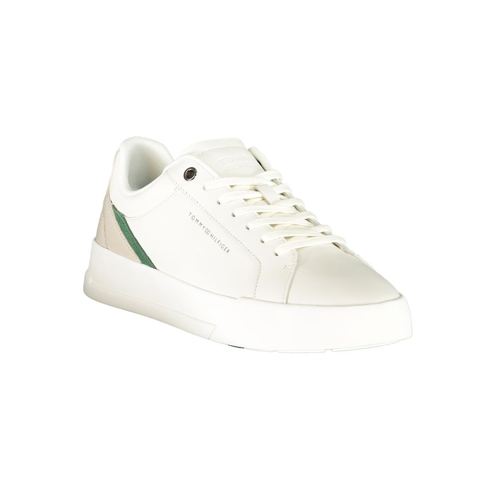 Tommy Hilfiger Bianco polyurethane uomo sneaker with white design and sporty style, featuring a sleek silhouette and branded accents.