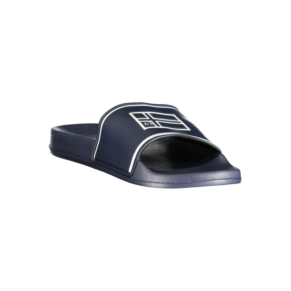 Norway 1963 blue polyurethane men's slipper with a rounded toe and slip-on design, featuring textured sole for comfort.