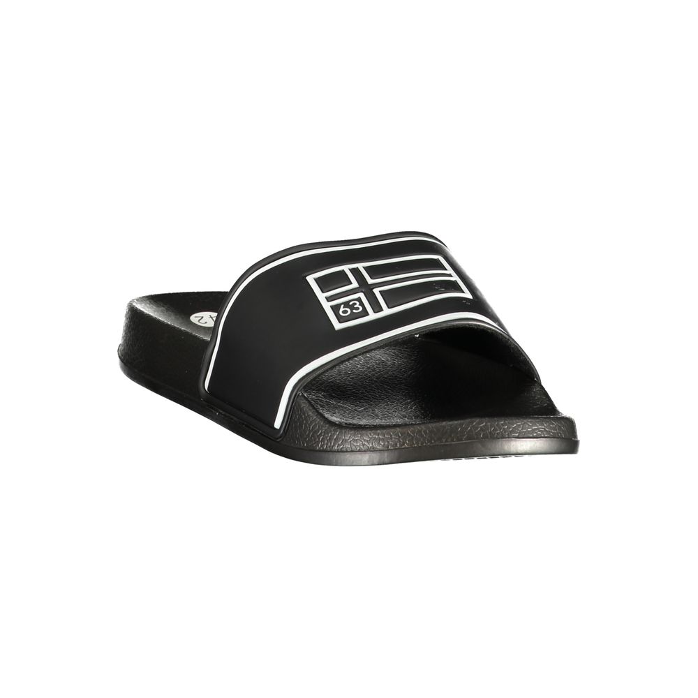 Norway 1963 black polyurethane men's slipper with a slip-on design and cushioned sole, ideal for indoor comfort.