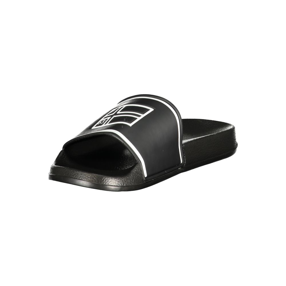 Norway 1963 black polyurethane men's slipper with closed toe and cushioned sole, showcasing comfortable slip-on footwear.