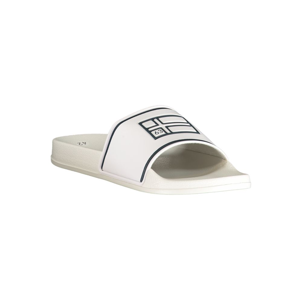 Norway 1963 white polyurethane men's slipper with slip-on design and cushioned sole, casual indoor footwear.
