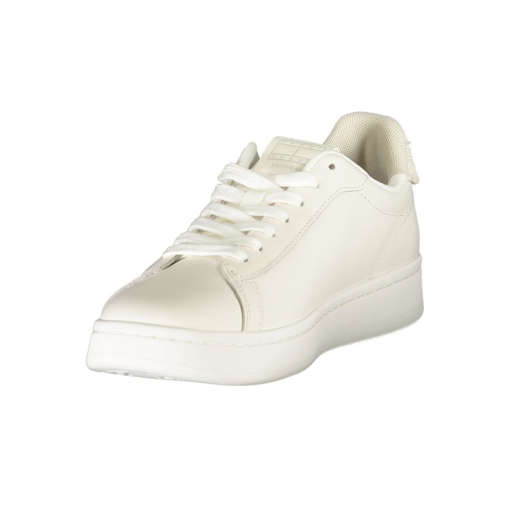 Tommy Hilfiger Bianco women's polyurethane sneaker with white design and casual athletic style, visible laces and sole details.