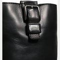 Dolce & Gabbana Black Leather Buckle Detail Mid Calf Boots Shoes