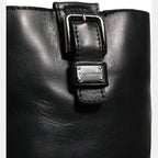Dolce & Gabbana Black Leather Buckle Detail Mid Calf Boots Shoes