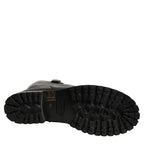 Dolce & Gabbana Black Leather Buckle Detail Mid Calf Boots Shoes
